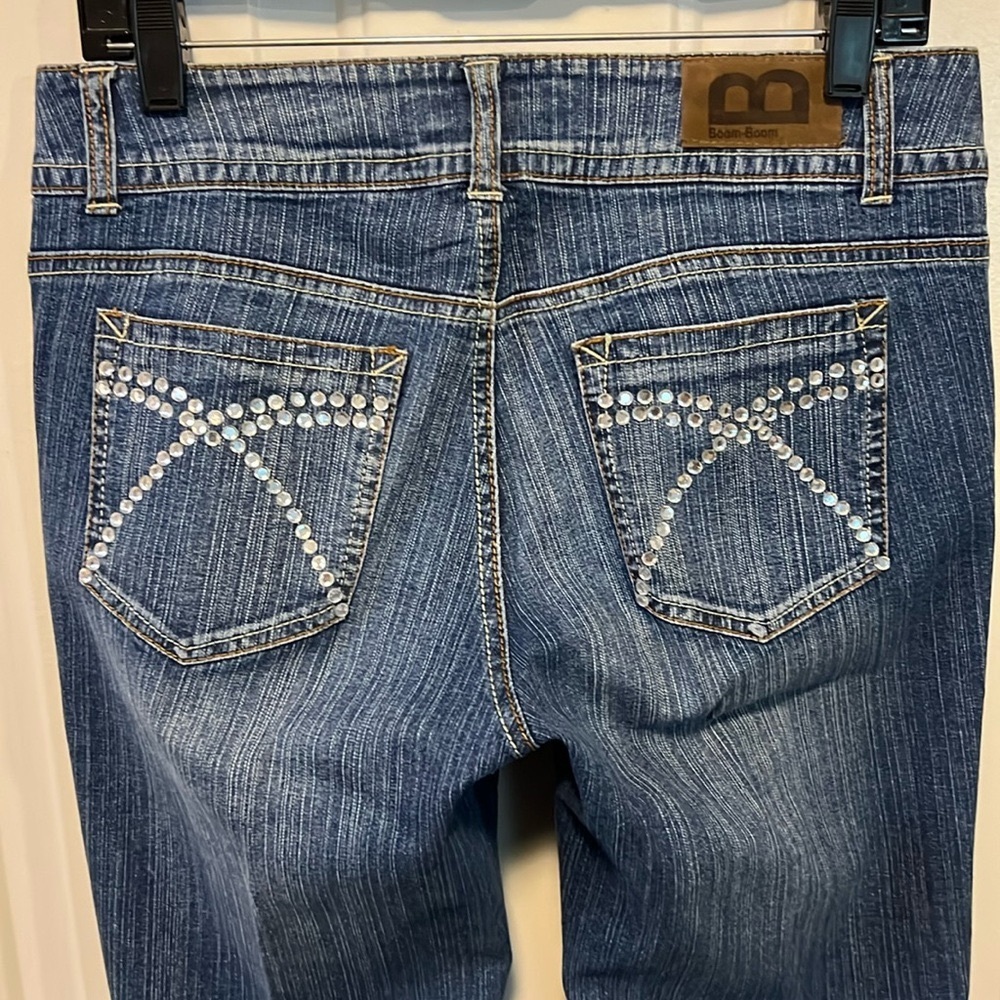 🔴 CLEARANCE🔖 BOOM BOOM 👖 VTG SEQUIN EMBELLISHED FLARE JEANS Women’s Juniors 9 - Picture 3 of 7